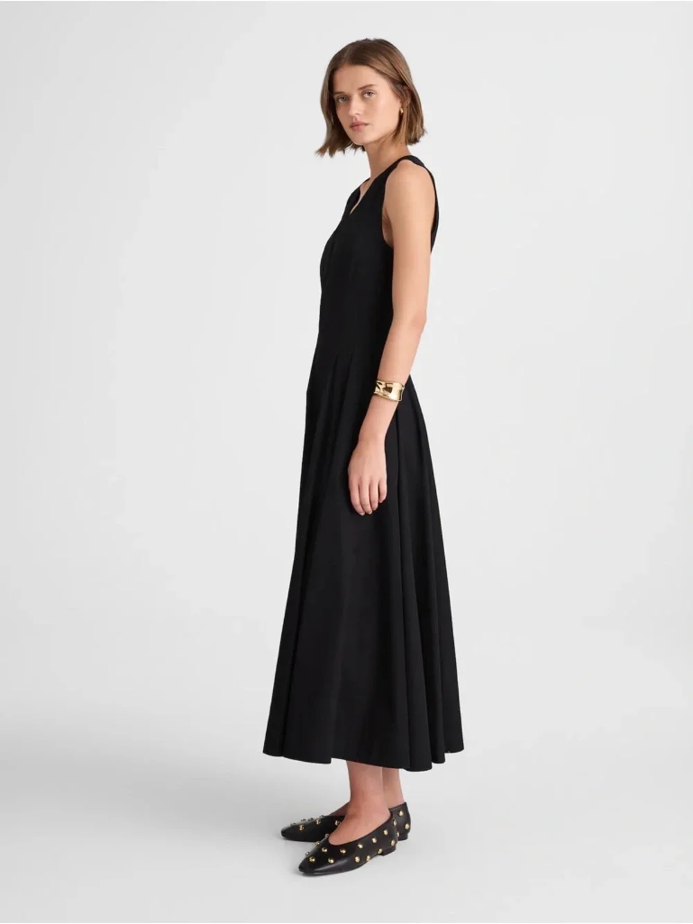 Madewell Sleeveless V-Neck Circle Midi Dress Size 0 Jet Black - Picture 3 of 10
